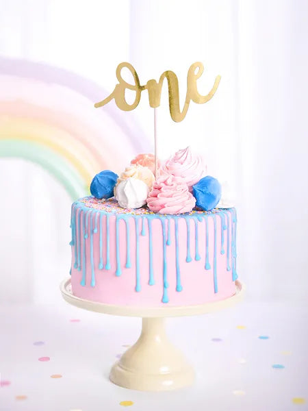 Topper na tort One, złoty, 19cm (1 op. / 1 szt.)