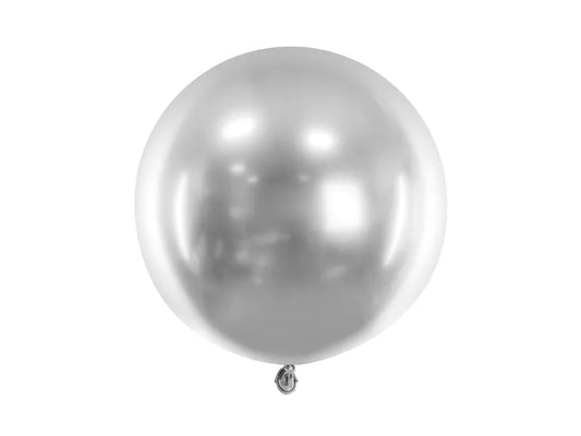 Balon okrągły Glossy 60cm, srebrny (1 op. / 1 szt.)