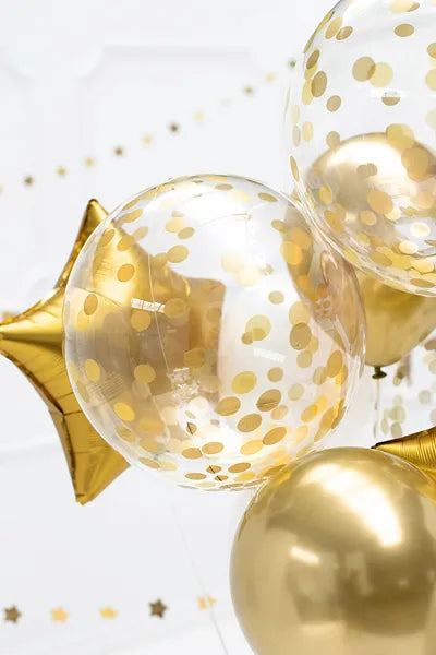 Balon Kula w kropki, 40cm, złoty (1 op. / 1 szt.)