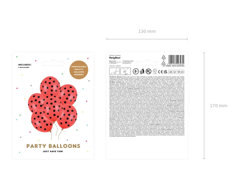 Balony 30cm, Kropki, Pastel Poppy Red (1 op. / 6 szt.)