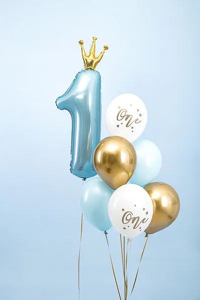 Zestaw bukiet balonów 30cm "One" niebieski (1 op. / 6 szt.)