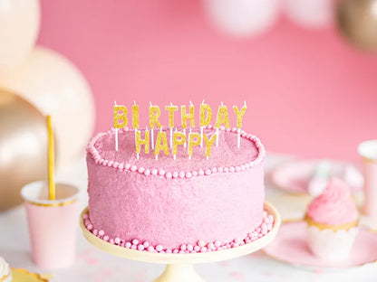 Świeczki urodzinowe Happy Birthday, złoty, 2,5cm (1 op./13 szt.)