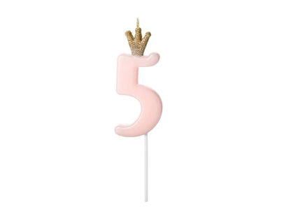 Świeczka urodzinowa Cyferka (0-9), jasny różowy, 9.5cm (1 op. / 1 szt.)