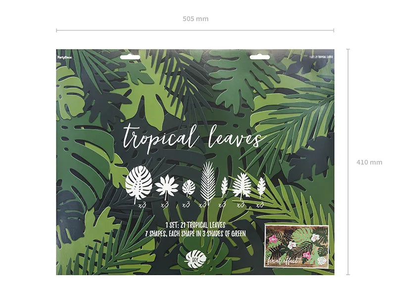 Dekoracje Aloha - Liście tropikalne, mix (1 op. / 21 szt.)