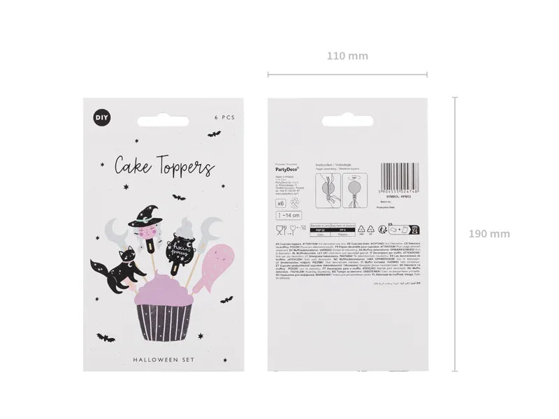 Dekoracje do muffinek Halloween, 14 cm, mix (1 op. / 6 szt.)