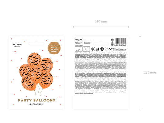 Balony 30cm, Nietoperze, Pastel M. Orange: 1op./6szt.