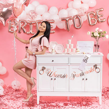 Balon foliowy napis Bride to be różowe złoto