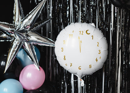 Balon foliowy Zegar, 45 cm, biały