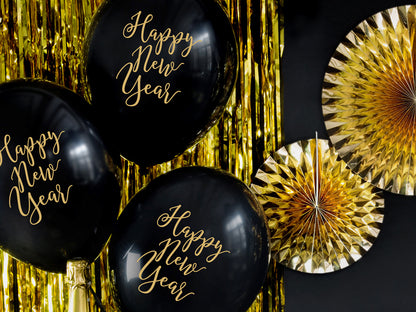 Balony 30cm, Happy New Year, Pastel Black (1 op. / 6 szt.)