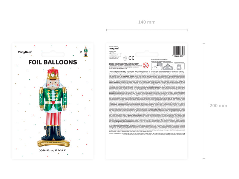 Stojący balon foliowy Dziadek do orzechów, 34x85cm