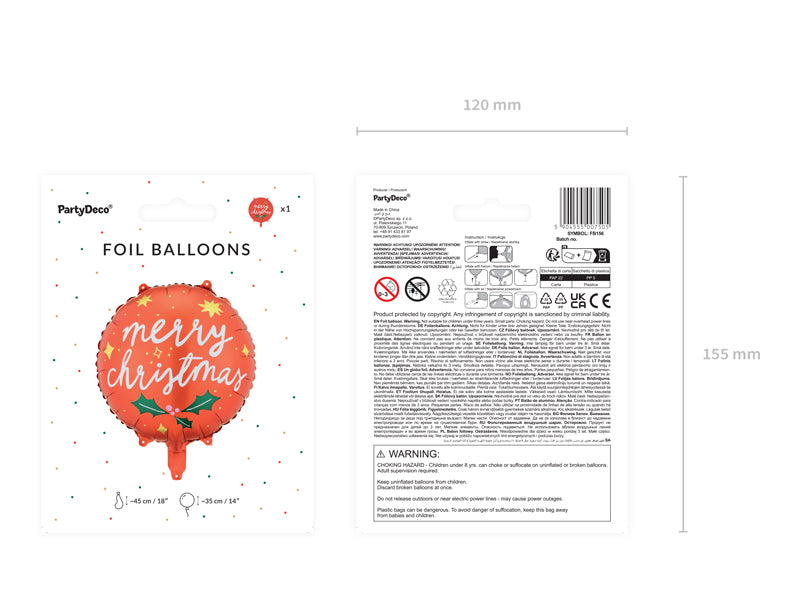 Balon foliowy Merry Christmas, 45cm