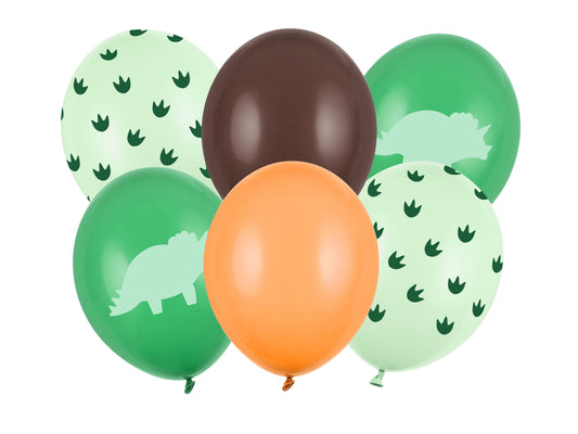 Balony z Helem w Pudełku Prezentowym - Dinozaur, mix