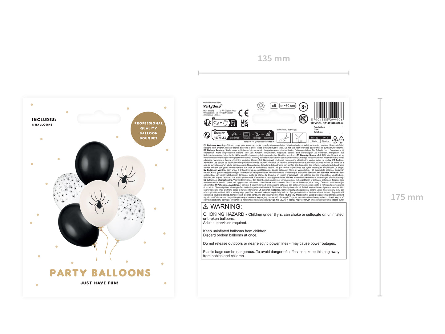 Zestaw bukiet balonów, Pająki, mix (1op./6szt.)
