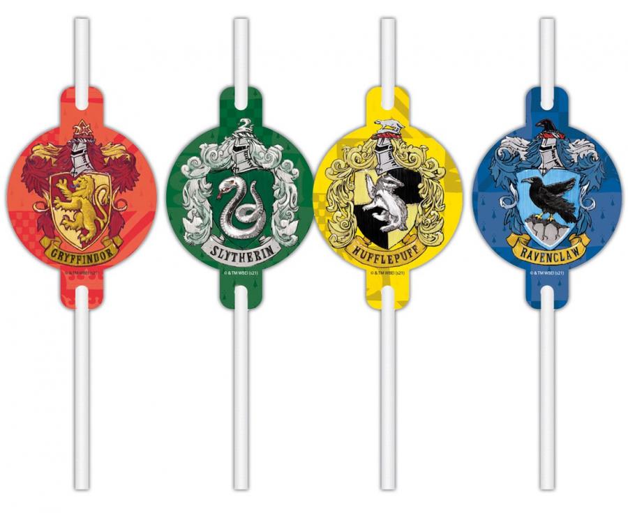 Słomki papierowe Harry Potter Hogwarts Houses gryffindor slytherin hufflepuff ravenclaw cztery domy hogwart