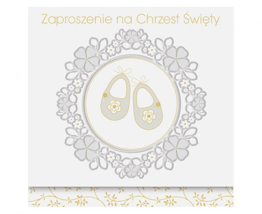 Zaproszenia na Chrzest, jasne ze złotym tłoczeniem, 1op./10szt.