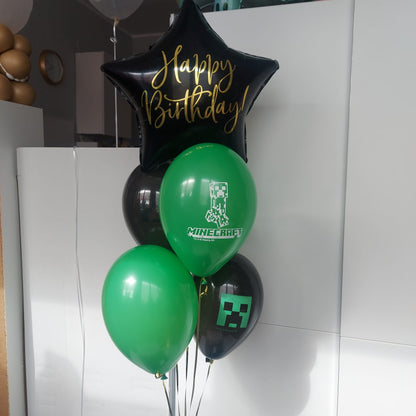 Balony z Helem w Pudełku Prezentowym – Happy Birthday Minecraft