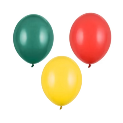Zestaw balonów do pudełka na balony butelkowa zieleń żółty czerwony