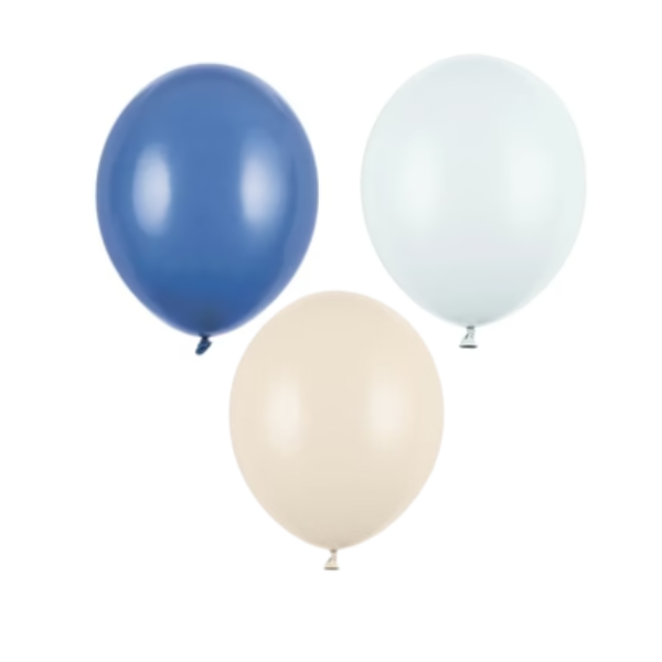 Zestaw balonów do pudełka na balony ciemny niebieski jasny niebieski alabaster (beż)