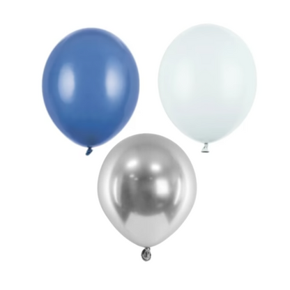 Zestaw balonów do pudełka na balony ciemny niebieski jasny niebieski srebrny glossy