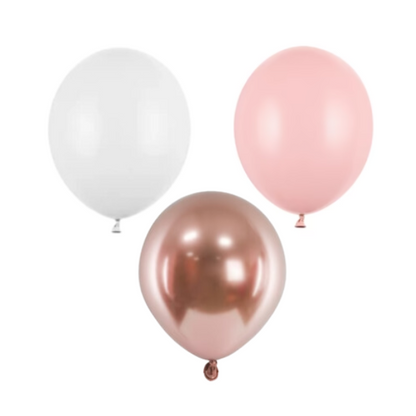Zestaw balonów do pudełka na balony biel jasny róż różowe złoto