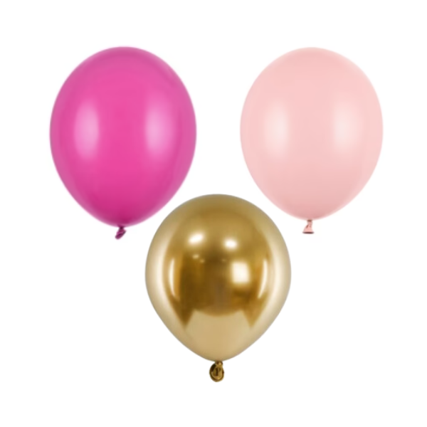 Zestaw balonów do pudełka na balony ciemny róż jasny róż złoto glossy
