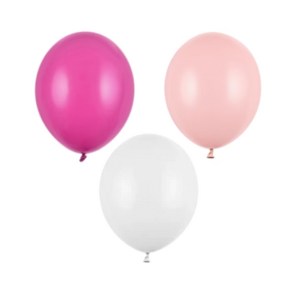 Zestaw balonów do pudełka na balony ciemny róż jasny róż biel