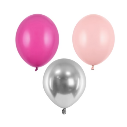 Zestaw balonów do pudełka na balony ciemny róż jasny róż srebrny glossy