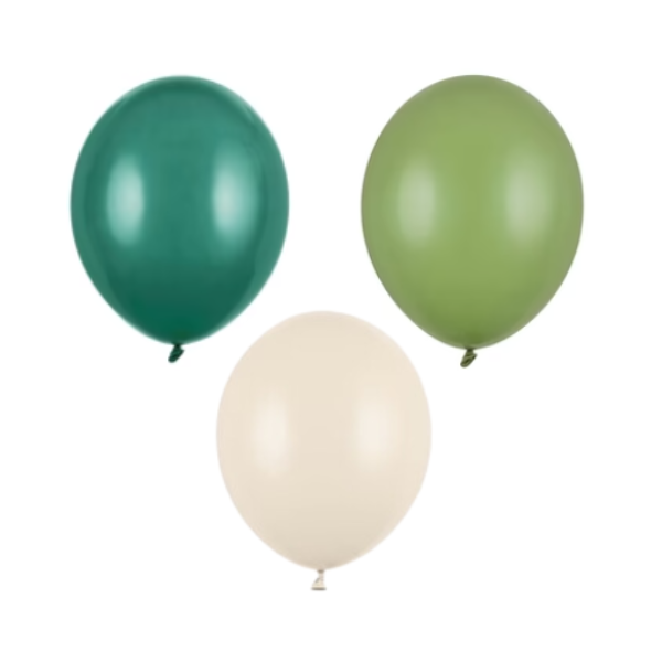 Zestaw balonów do pudełka na balony butelkowa zieleń jasna zieleń alabaster (beż)