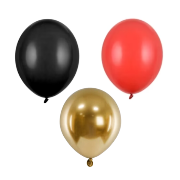Zestaw balonów do pudełka na balony czarny czerwony złoty glossy