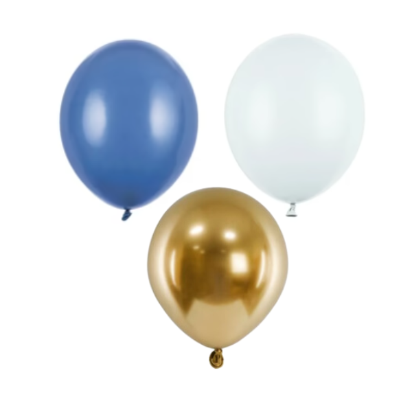 Zestaw balonów do pudełka na balony ciemny niebieski jasny niebieski złoty glossy
