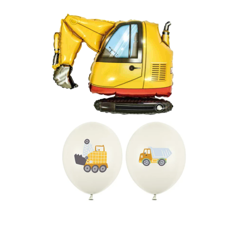 Balony z Helem w Pudełku Prezentowym – Koparka