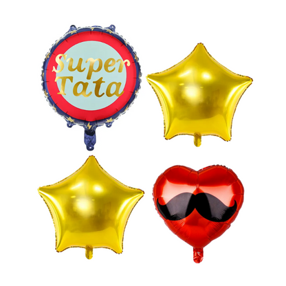Zestaw bukiet balonów Super Tata Serce z wąsami