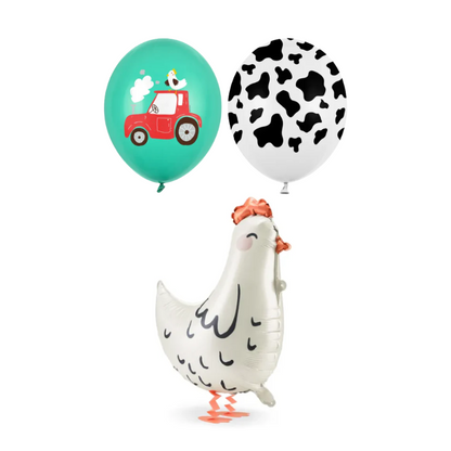 Balony z Helem w Pudełku Prezentowym – Farma: Kurka