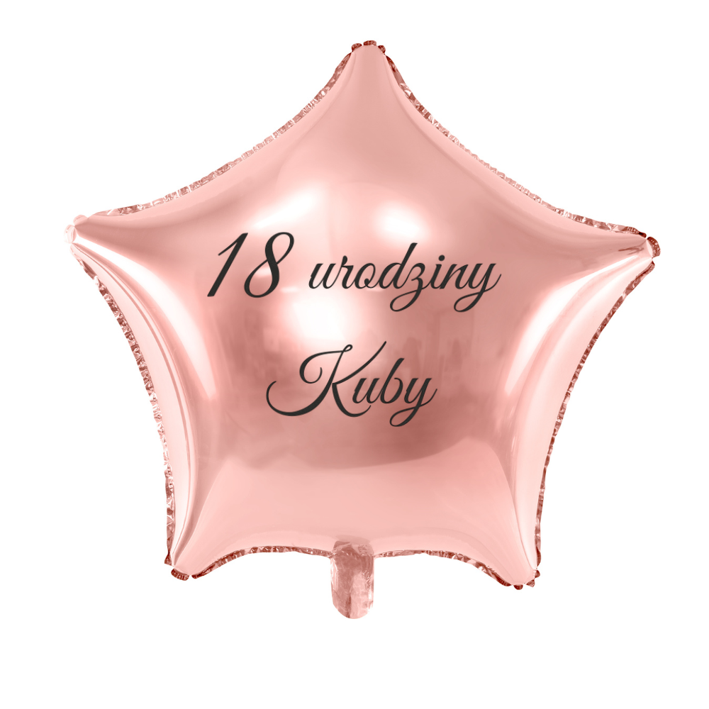 balon gwiazdka na urodziny z imieniem i wiekiem solenizanta personalizacja różowe złoto 