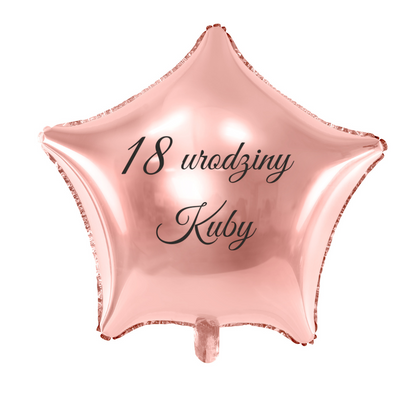 balon gwiazdka na urodziny z imieniem i wiekiem solenizanta personalizacja różowe złoto 