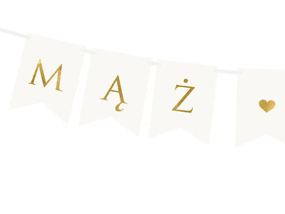 Baner Mąż Żona, biały, 15 x 110 cm