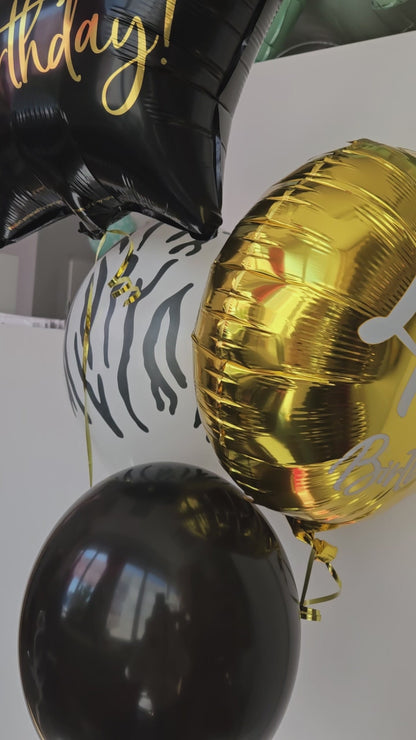 Zestaw bukiet balonów Happy Birthday panterka i zebra
