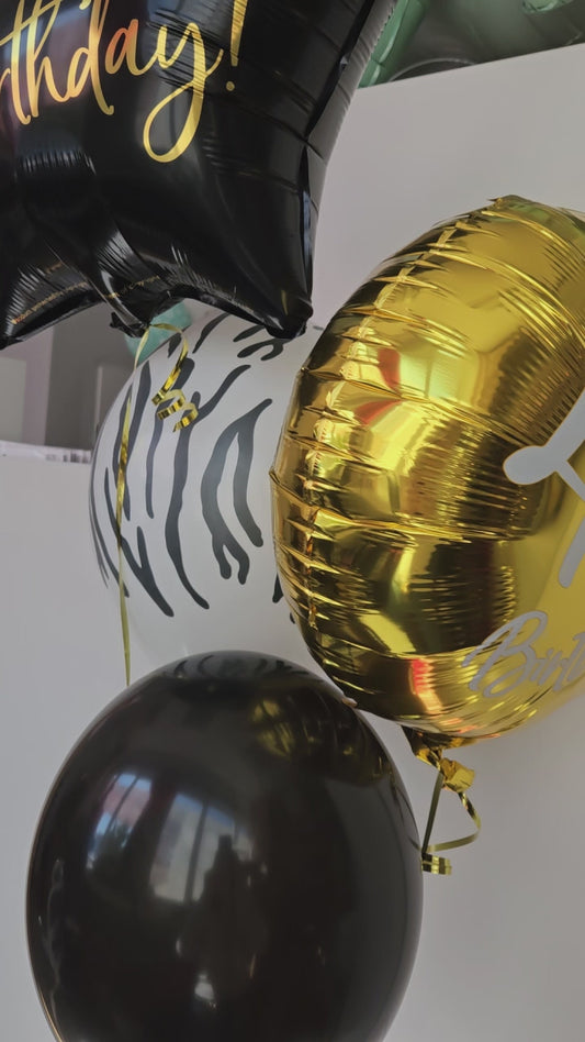 Zestaw bukiet balonów Happy Birthday panterka i zebra