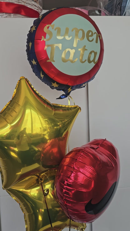Zestaw bukiet balonów Super Tata Serce z wąsami