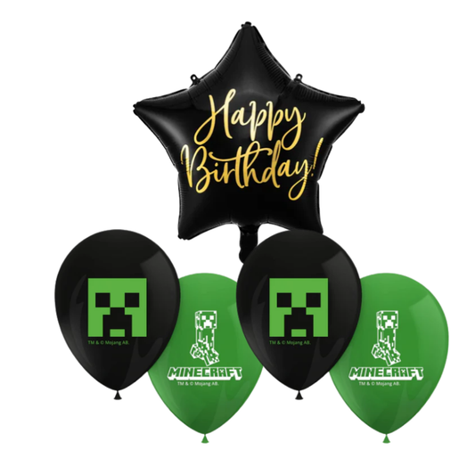 Zestaw bukiet balonów Happy Birthday Minecraft