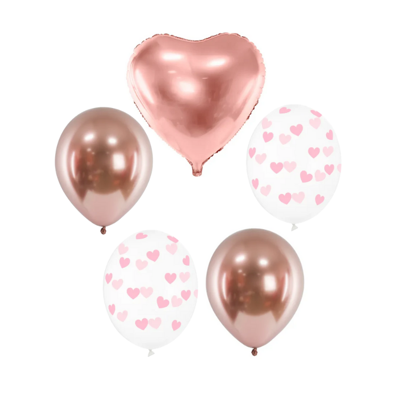 Balony z Helem w Pudełku Prezentowym – Różowe Złoto na Walentynki lub Dzień Kobiet